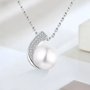 Hongde 925 เงินสเตอร์ลิงพร้อมแหวนเพชรและไข่มุก&สร้อยคอ ชุดสร้อยคอแหวนสั่งทำ