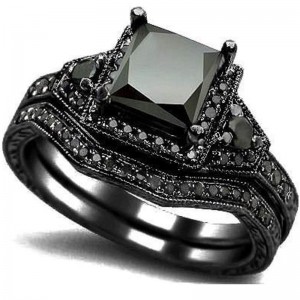 Hongde Black ONYX Princess CUT ครบรอบงานแต่งงานแหวนเพชรสำหรับผู้หญิงสำหรับ Man