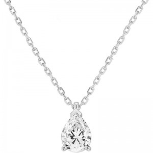 หยดน้ำตารูปไข่-จี้เพชรเทียมรูปทรงเลเซอร์สร้อยคอหรูหราปรับระดับได้